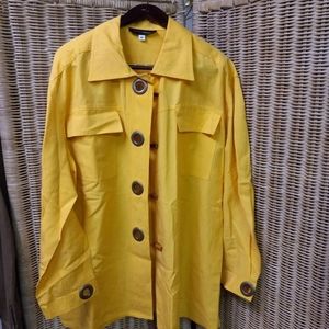 Harris Wallace Shirt Yellow Womens Long Sleeves Button Down Bamboo, Size M/52